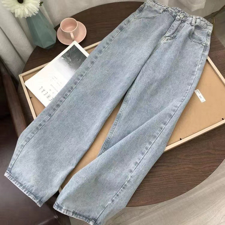 Wide Leg Pants Women's 2024 Spring and Autumn New Korean Style Retro Straight Torre Pants High Waist Ins Jeans Student All-match