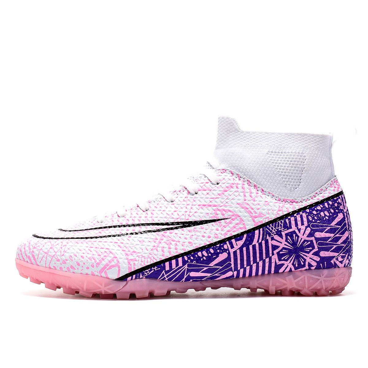 Picture of Cross-Border High-Top Adult Football Shoes for Men and Women Tf Broken Spikes Artificial Turf Ag Long Spikes Student Training Football Shoes Wholesale
