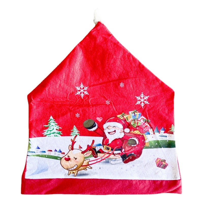 Christmas decorations non-woven Christmas chair cover printed stool cover for the elderly snowman sleigh chair cover