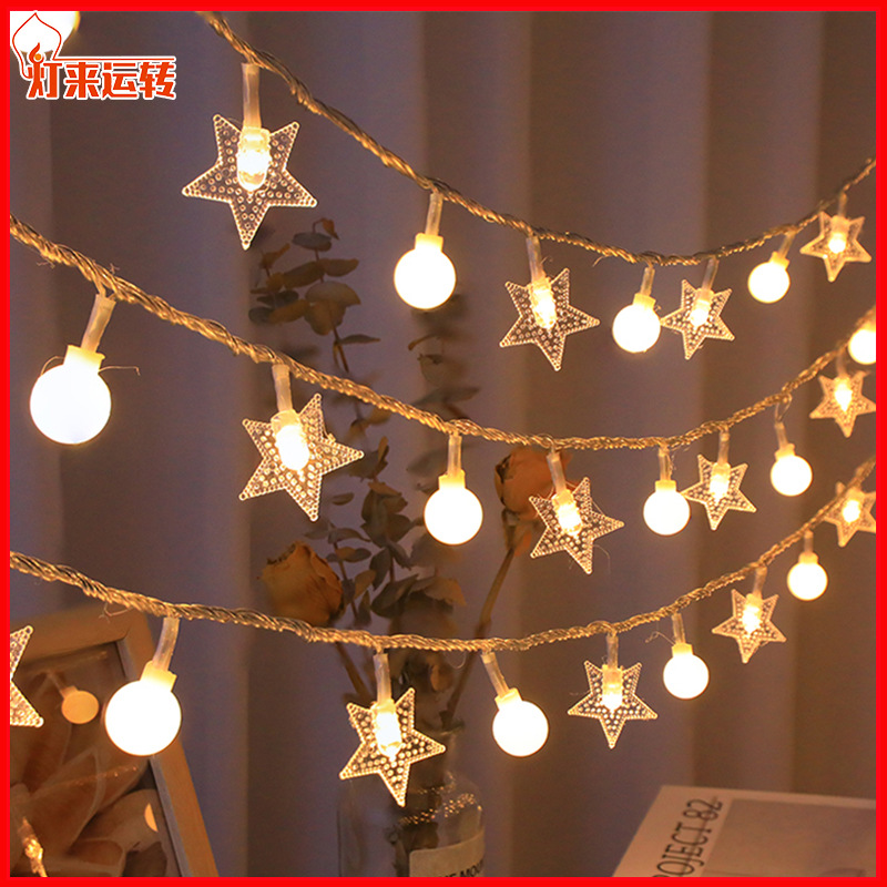 Led Star Lights Camping Style Lights Round Ball Light String Birthday Arrangement Bedroom Popular Decoration Small Lanterns Wholesale Party