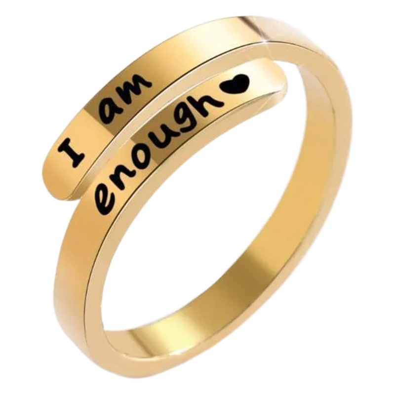 Cross-border selling s925 sterling silver English to meet my enough ring Women's simple fashion European and American style index finger ring Silver