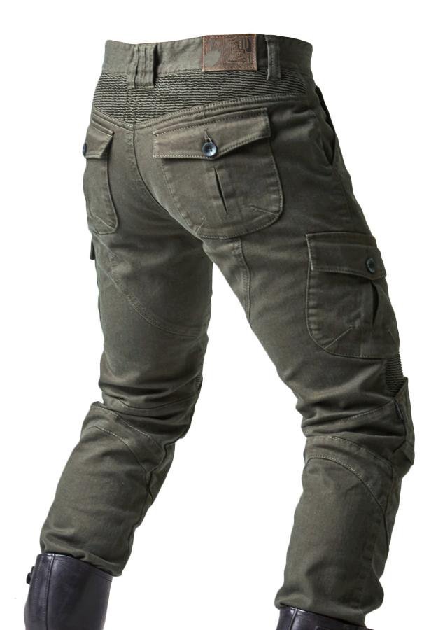 Picture of Genuine Cycling Pants Men's Summer Motorcycle Motorcycle Anti-fall Knight Equipment Four Seasons Elastic Cowboy Army Green Racing Pants