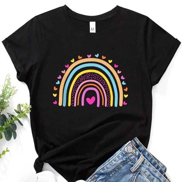 Foreign trade Independent Station Women's top Round Neck Printed Short-sleeved t-shirt