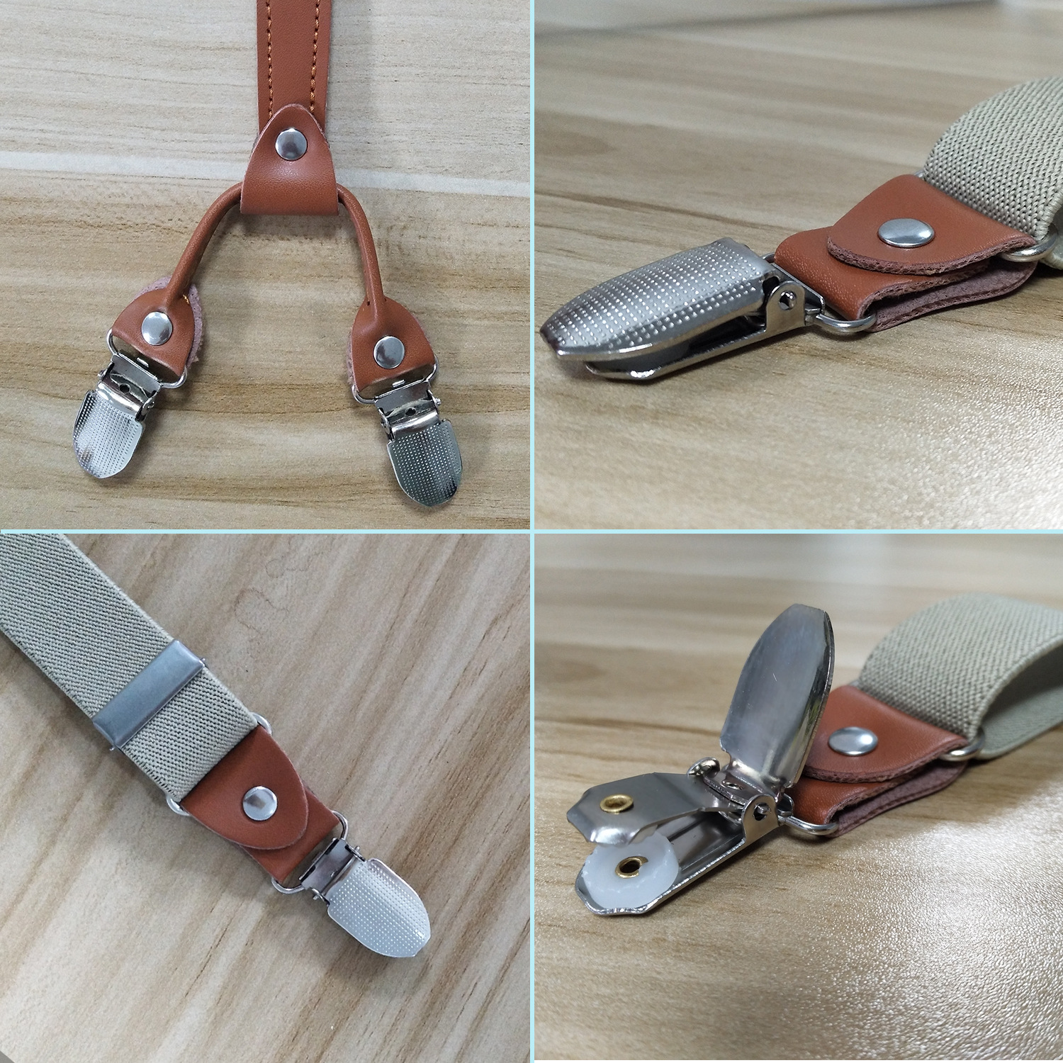 Picture of Cross-border supply 2.5cm adult 4-clip loose elastic suspenders for men and women elastic strap clip leather head