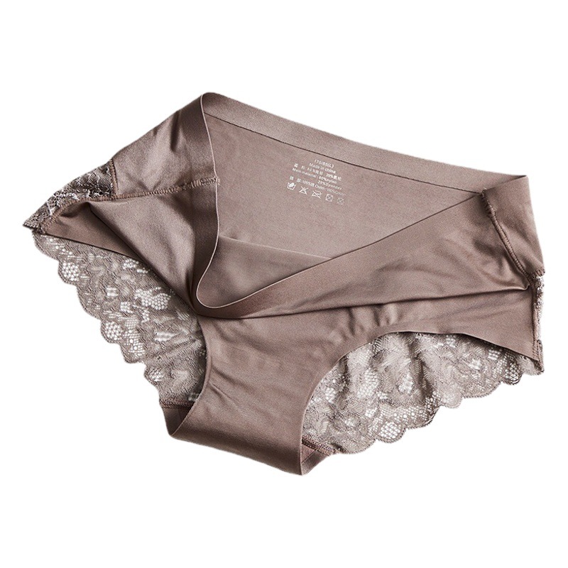 High-end explosions seamless one-piece ice silk underwear ladies pure sexy lace waist briefs plus size chubby girl