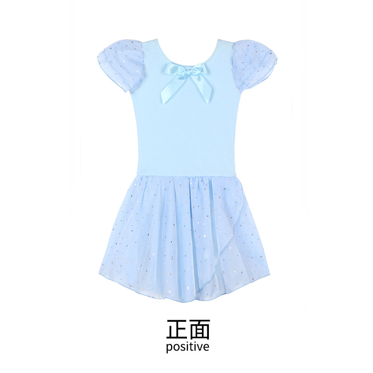 Picture of Girls' Pure Cotton Practice Clothes Ballet Skirt Wholesale Children's one-piece dance clothes spring and summer short sleeve sequin skirt