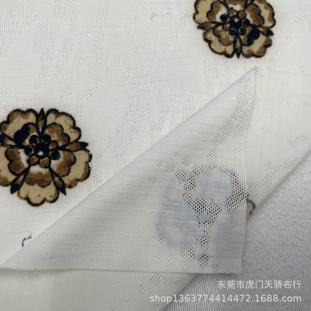 Picture of Spot supply knitted mesh fabric jacquard printing small flower printing knitted jacquard printing fashion women's clothing materials