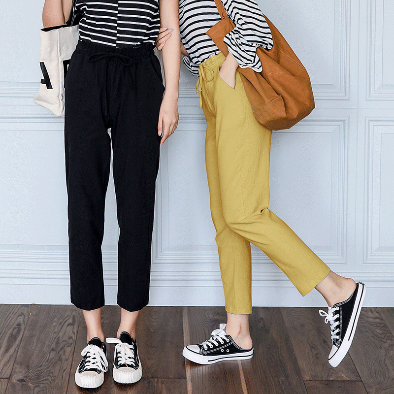Jin Yi Xuan Spring New Solid Color Women's Pants Loose Straight Casual Pants High Waist Straight Pants Simple Pants