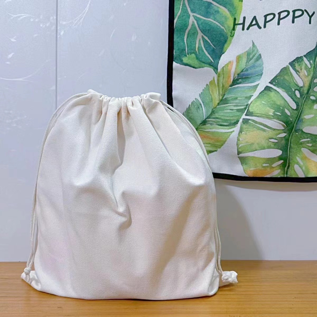 Canvas Drawstring Pocket Wholesale Printed LOGO Cotton Drawstring Storage Bag Drawstring Eco-Friendly Packaging Canvas Bag