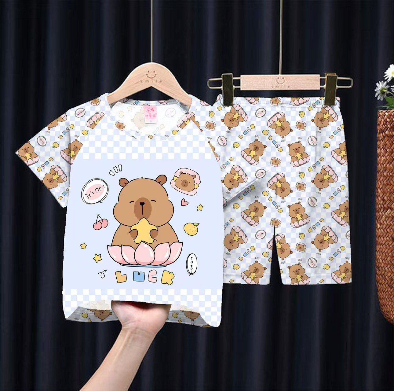 Picture of Wholesale Summer Children's Pajamas Cartoon Girls Short-Sleeved Shorts Thin Boys Casual Middle and Large Children's Suits Home Clothes