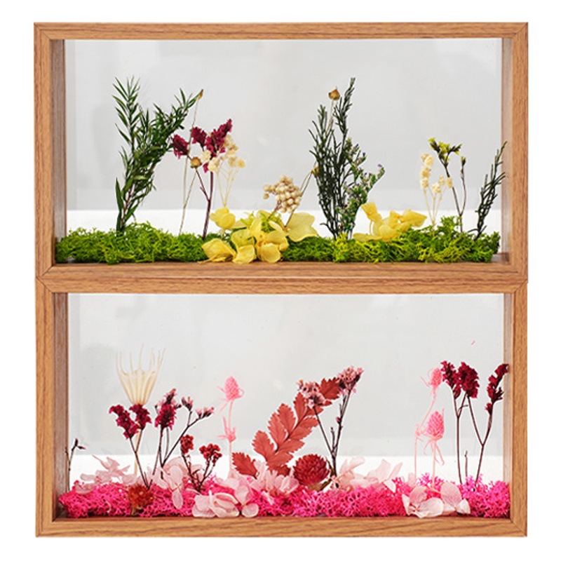 Creative Leaves Dried Flowers Photo Frame Hollow Double-sided Transparent Glass Display Frame Handmade DIY Specimen Frame