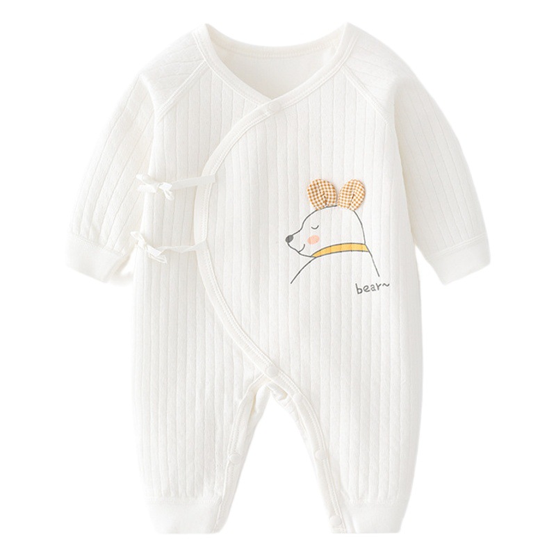 Newborn Baby Harper Autumn and Winter Pure Cotton Boneless Clothes Newborn Monk Clothes Pajamas for Boys and Girls Baby Spring and Autumn Jumpsuit
