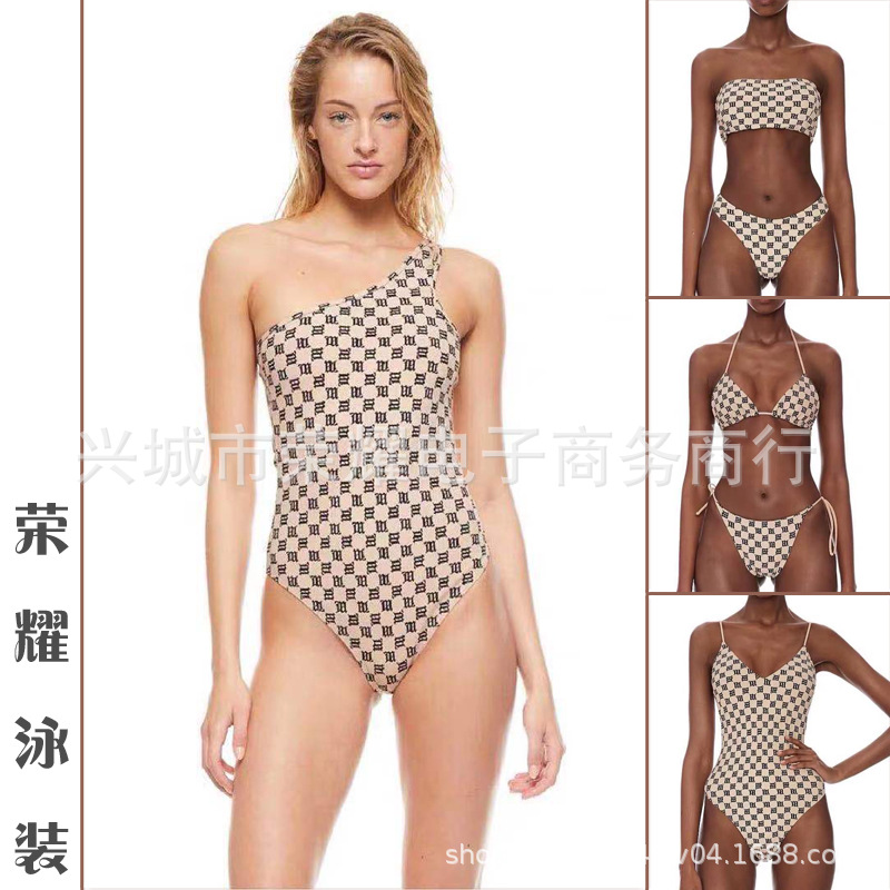 2024 New Misbhv Printed Sexy Strapless Bikini Swimwear Women's Two-Piece Set Split Ins Trendy European and American Style