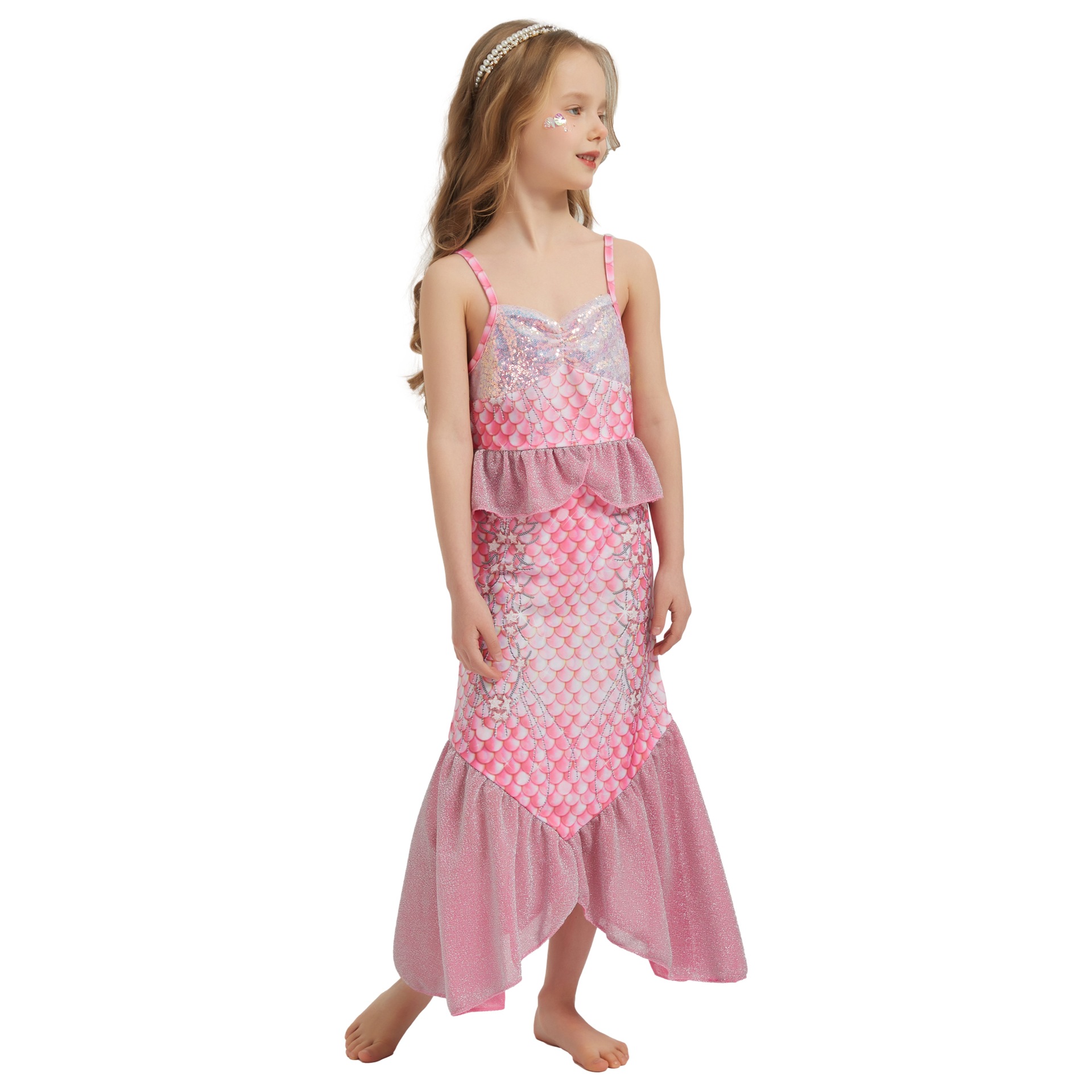 Picture of Cross-Border Foreign Trade Girls Mermaid Sequin Dress Children's Fashionable Sleeveless Mermaid Princess Dress Fishtail Long Dress