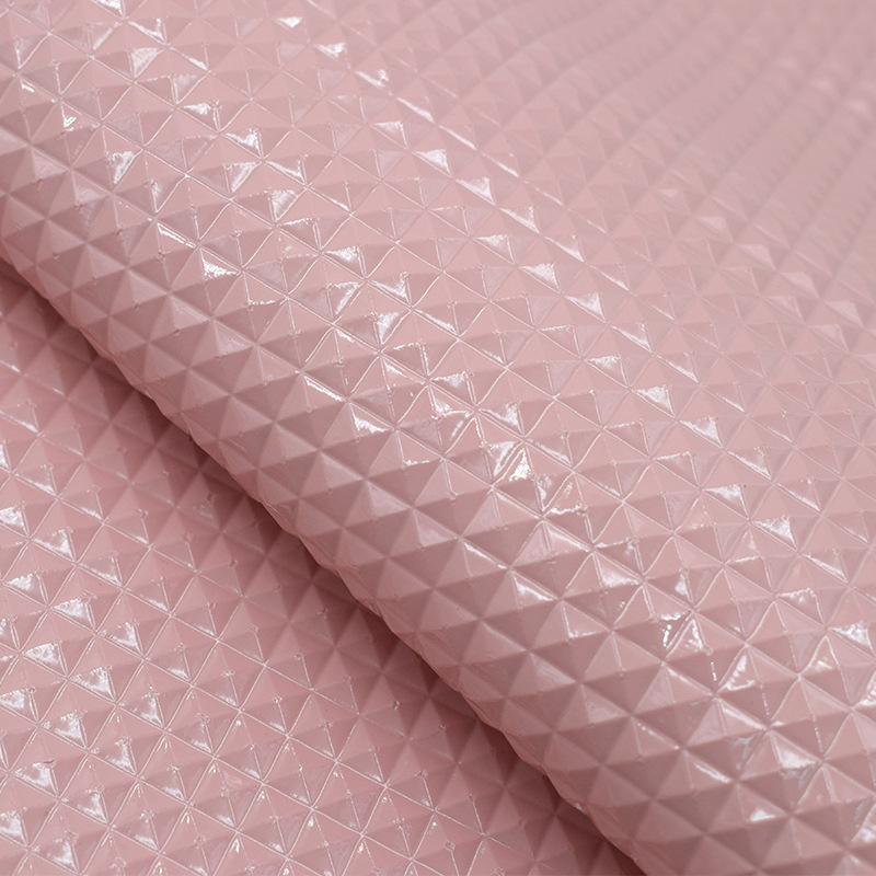 Picture of Three-dimensional high-gloss diamond pattern PVC leather 0.8mm brushed bottom Diamond checkered handbag cosmetic bag glasses bag fabric