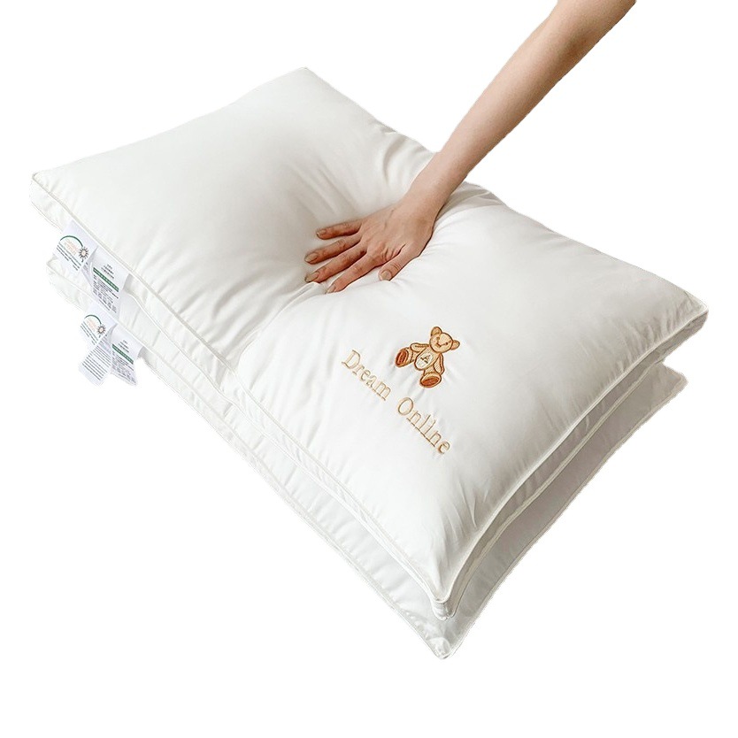 Pillow cotton soybean fiber pillow class A 60 long staple cotton platinum bear embroidery hotel pillow wholesale