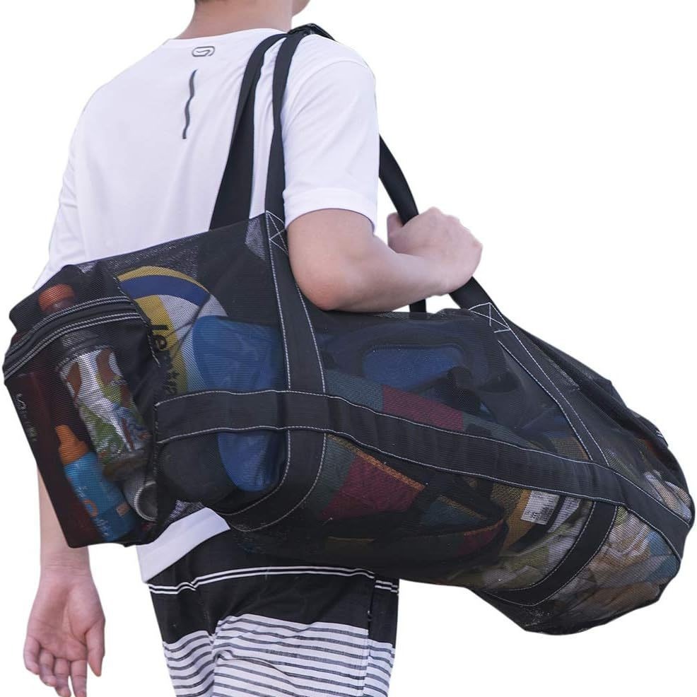 In stock large mesh diving bag mesh luggage bag with zipper pocket travel dry bag for snorkeling equipment