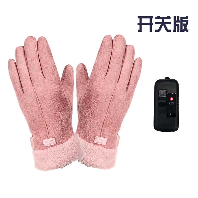 Picture of 2025 Winter Women's USB Heated Waterproof Suede Finger Gloves Electric Vehicle Outdoor Cycling Warmth Suitable