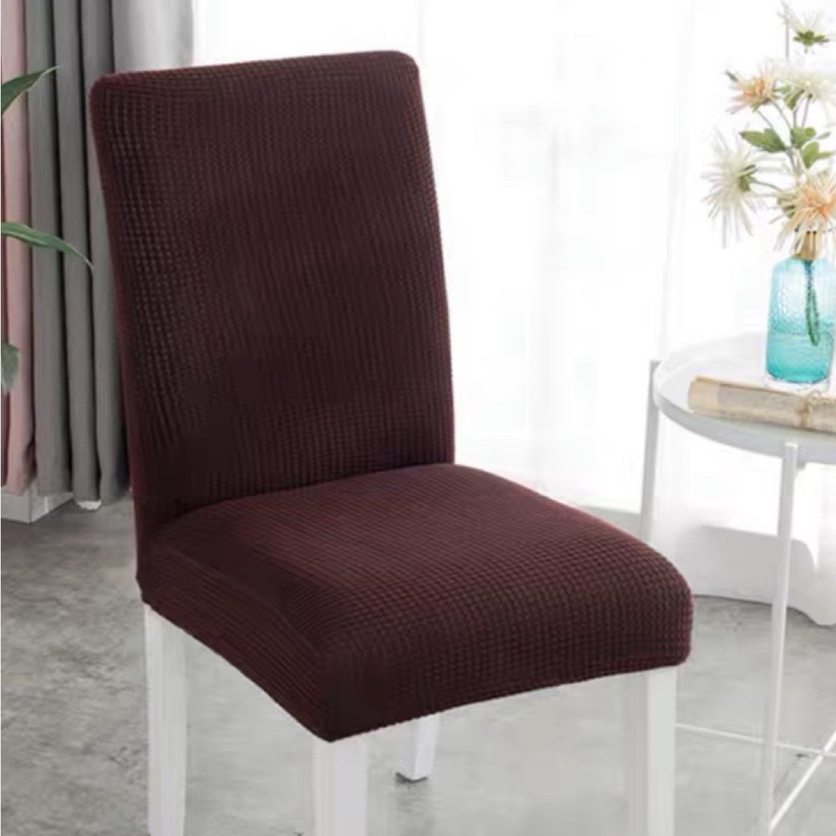 Polar Fleece Chair Cover Pure Color High Back Seat Cover Dustproof Home Hotel Banquet Chair Cover Cloth Cover Dining Chair