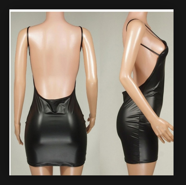 Picture of Sexy underwear foreign trade increased European code manufacturers spot Europe and the United States black leather paint leather clothing leak back set a generation of hair