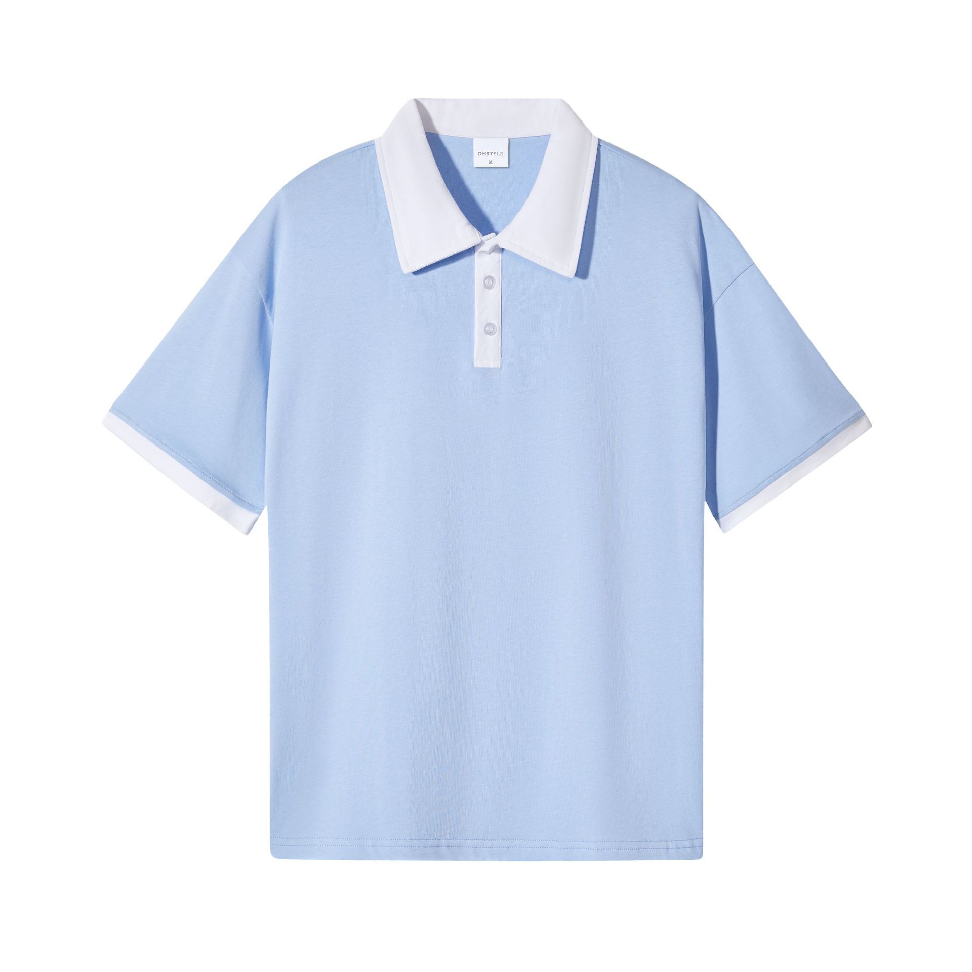 Picture of Summer new contrast Hong Kong style men's polo shirt short sleeve 230g heavy cotton commuter Joker lapel T-shirt Women