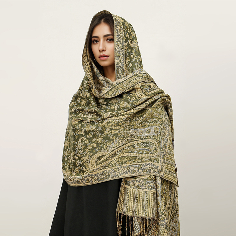 Picture of 2025 Cross-Border New Imitation Cashmere Scarf Ethnic Style Scarf Shawl Cashew Flower Accessible Luxury High-End Tassel Scarf