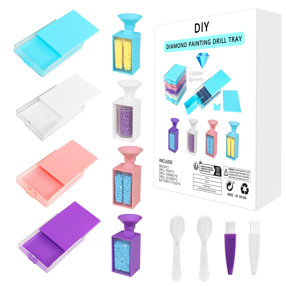 Diamond painting new funnel turn drill tray box leakage drill square drill round drill DIY reverse drill sieve drill combination tool