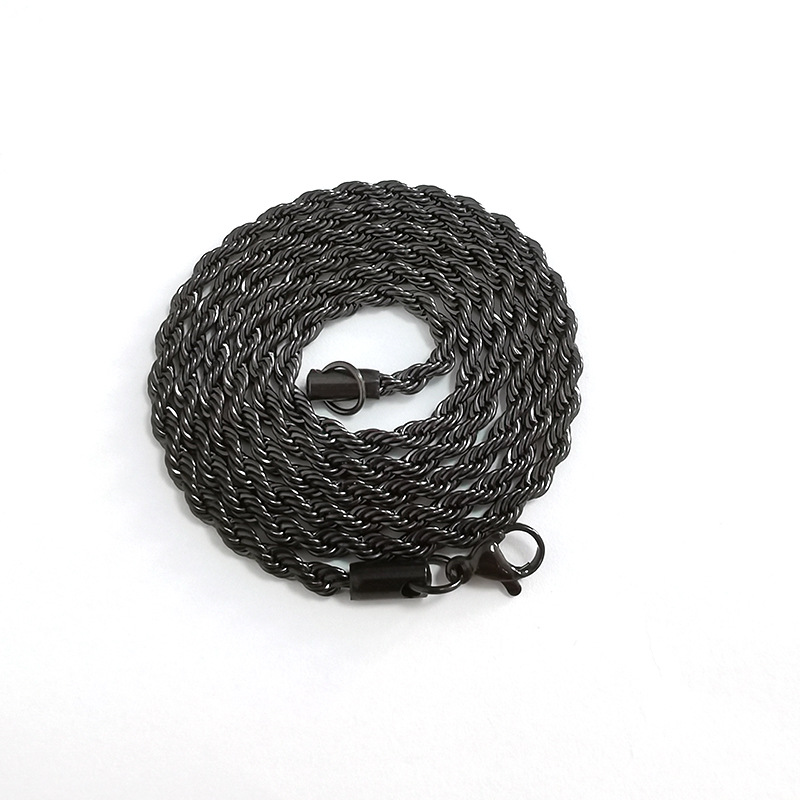 Picture of Stainless Steel Twist Chain Vacuum Color Retention Electroplating Non-Fading Gold Necklace Titanium Steel Hip-Hop Men's Chain Chain
