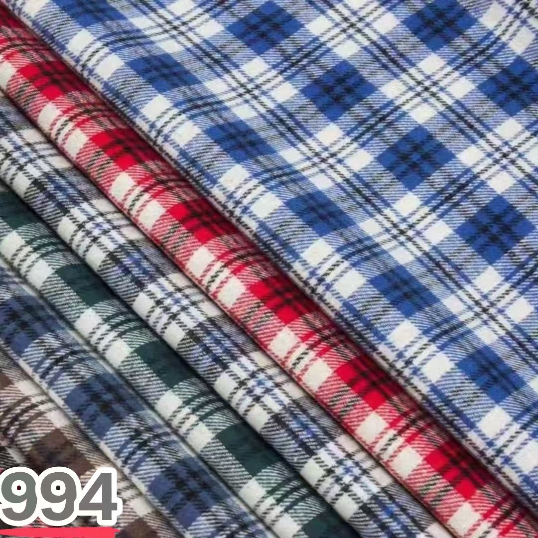 32-Count Pure Cotton Yarn-Dyed Fabric in Stock, Brushed Plaid Fabric for Autumn and Winter Lining, Fashion Fabric for Men's Shoes and Bags, Woven Plaid