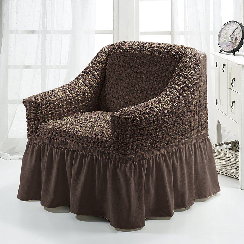 Picture of American Single Sofa Cover All-Inclusive Pure Color Stretch Fabric Sofa Cover Lace Decoration Simple Modern Universal for All Seasons