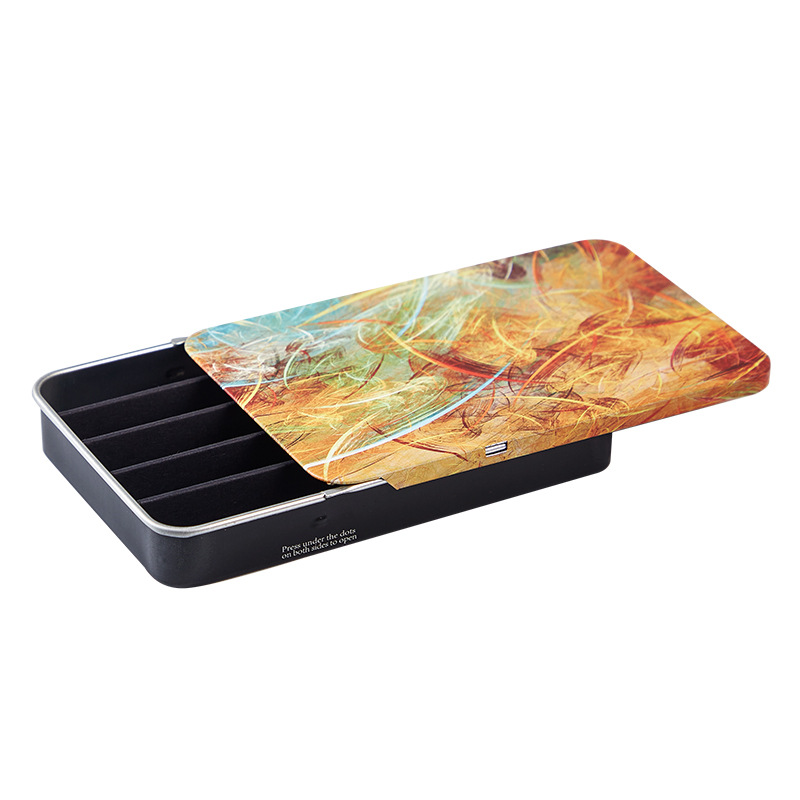 Picture of Children's Lock Iron Box Metal Push-pull Hemp Iron Box Cigarette Wire Drawer Storage Box Press Lock Anti-opening Slide Cover Box
