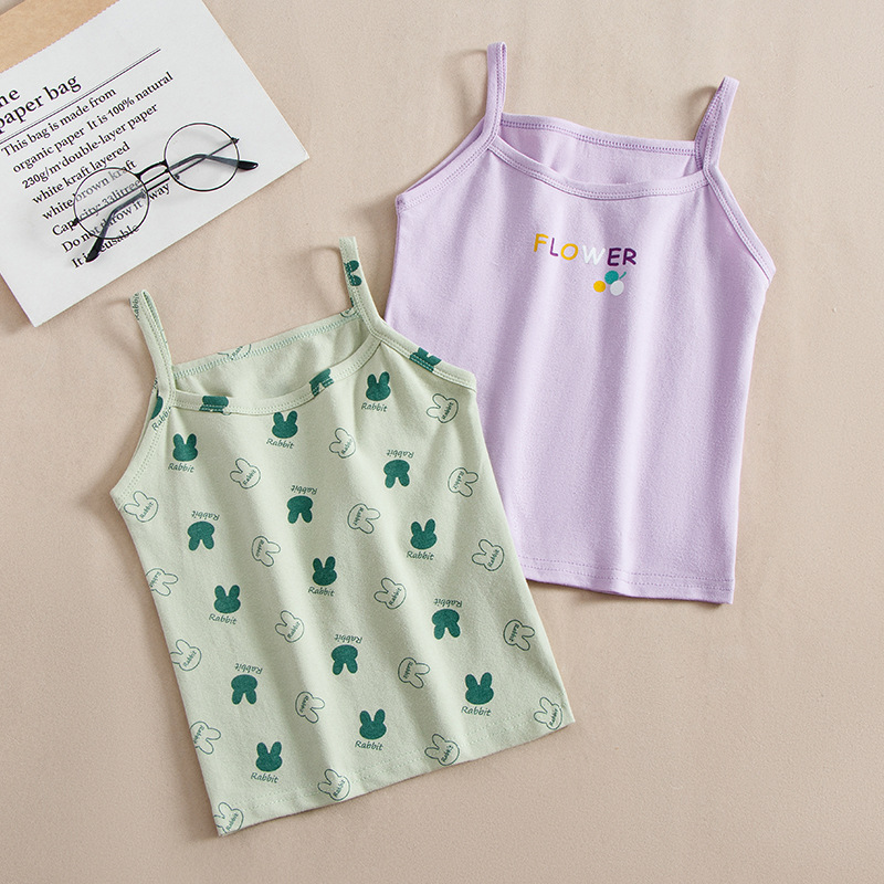 Picture of Girls' Vest Summer Pure Cotton Small Camisole Children's Bottoming Inner Wear Sleeveless Top Baby Outer Wear Camisole