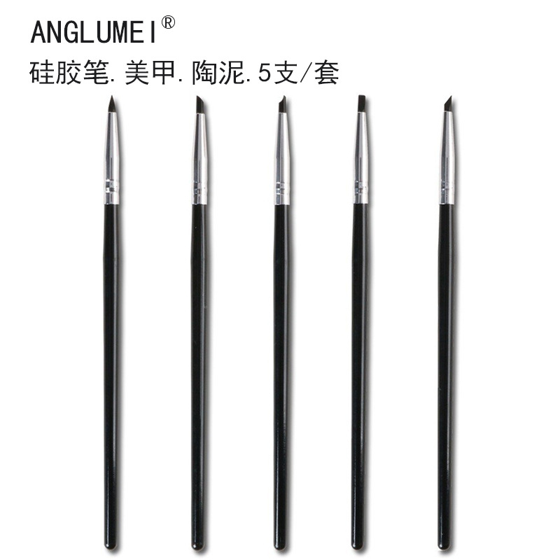 Cross-Border 5 silicone pen set pottery tools indentation rubber soft head pen nail art embossing clay carving pen