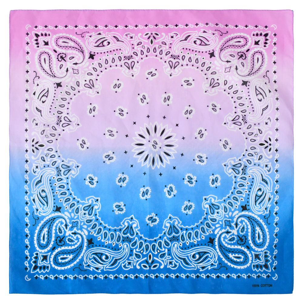 Picture of New Korean version of cotton gradient sweat-absorbent breathable turban sports outdoor riding scarf printed square scarf wholesale