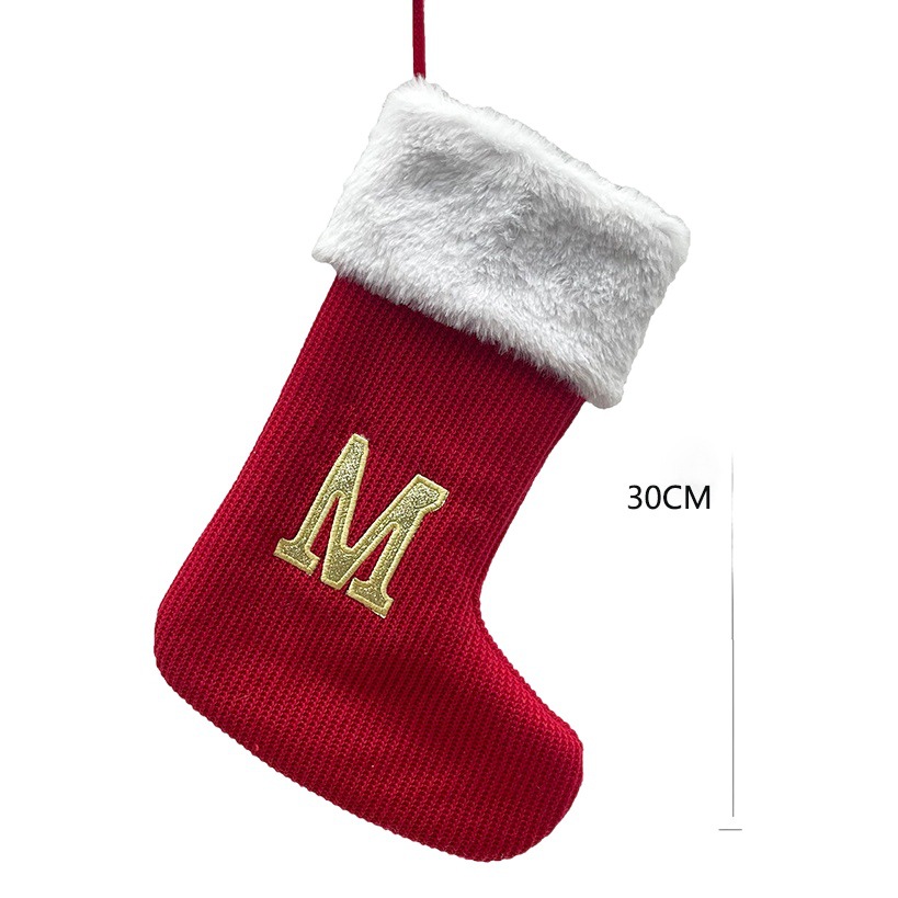 New Christmas decorations Christmas socks gift bag high-grade red Christmas knitted 26 letters Christmas socks