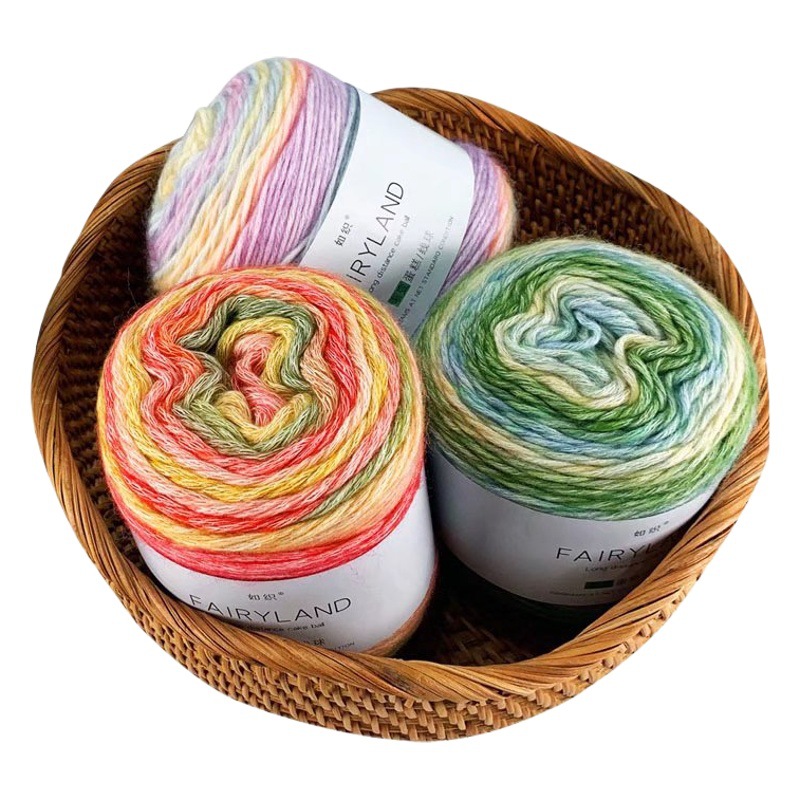 Cake Thread Gradient Popular Section Dyeing Hand-Knitted DIY Cotton Thread Hand-Knitted Shawl Sweater Outwear Wool Factory