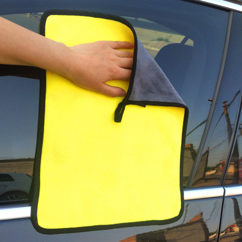 High density composite two-color coral fleece car towel car wash towel thickened clean towel cloth embroidery logo wholesale