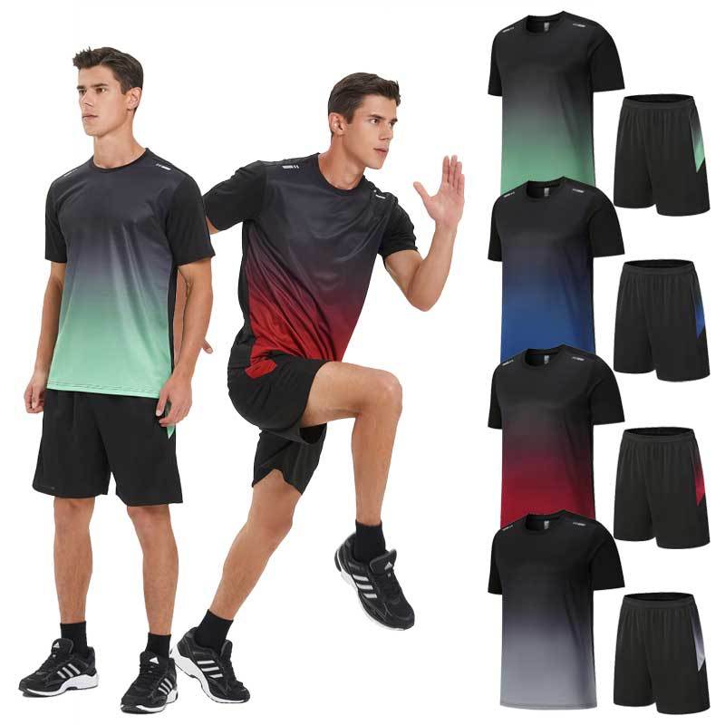Sports Short-sleeved Casual Suit Men's T-shirt Running Fitness Summer Ultra-thin Breathable Round Neck Half-sleeved Ice Silk Quick-drying Clothes