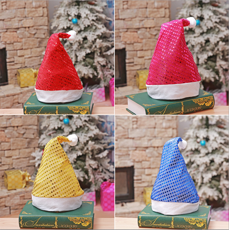 Cross-border foreign trade colorful Christmas hat Christmas old hat adult children sequin hat sequin Christmas decoration supplies