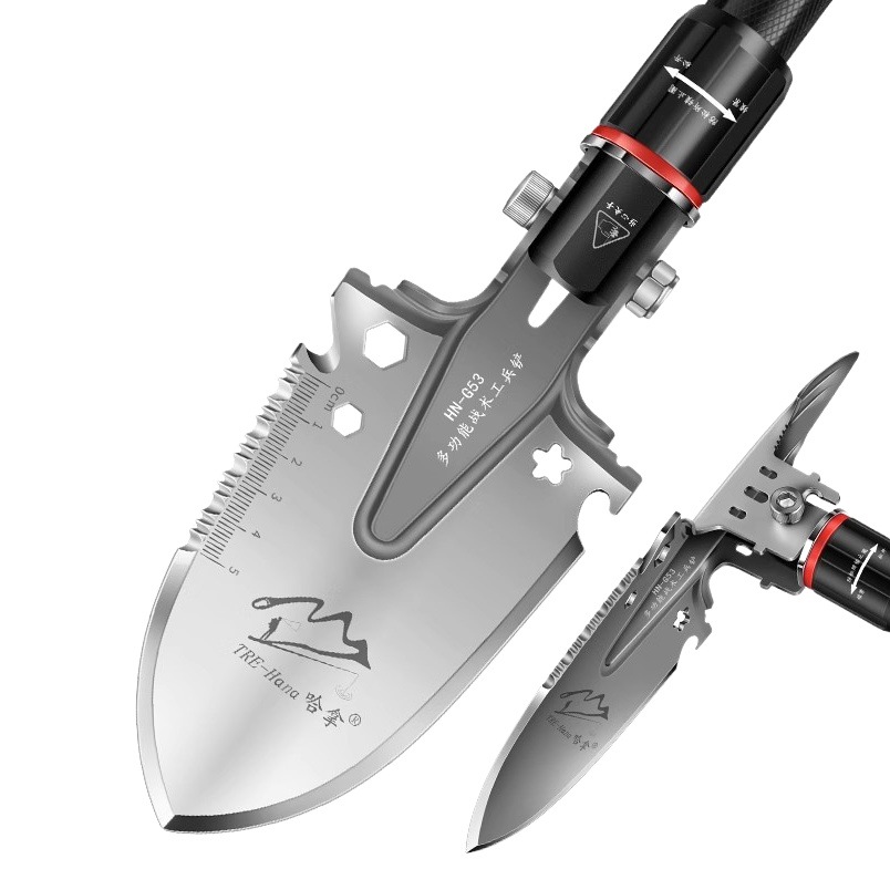 Hana Military Engineer Shovel, Outdoor Vehicle-Mounted Small Shovel for Digging, Original Single Soldier's Shovel, Manganese Steel Tactical
