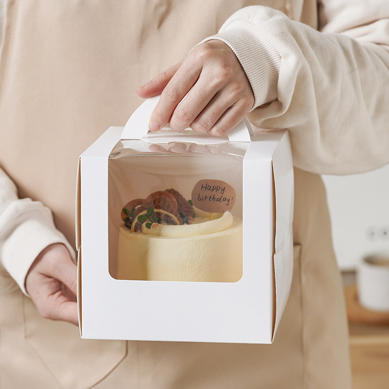 Four-inch cake box Korean 4 5 6-inch window birthday cake box portable mousse cake box with height