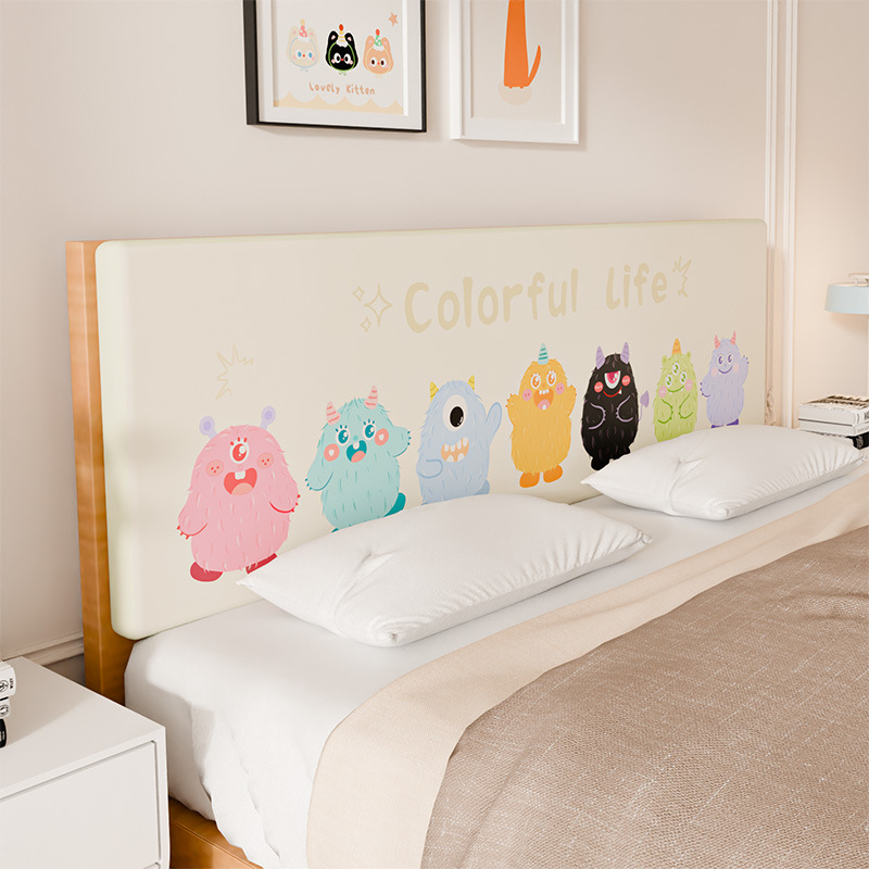 Picture of Home Bedroom Cartoon Bedside Cushion Thickeneded High-Density Sponge High Rebound Fixed Self-Adhesive Tatami Bed Cushion