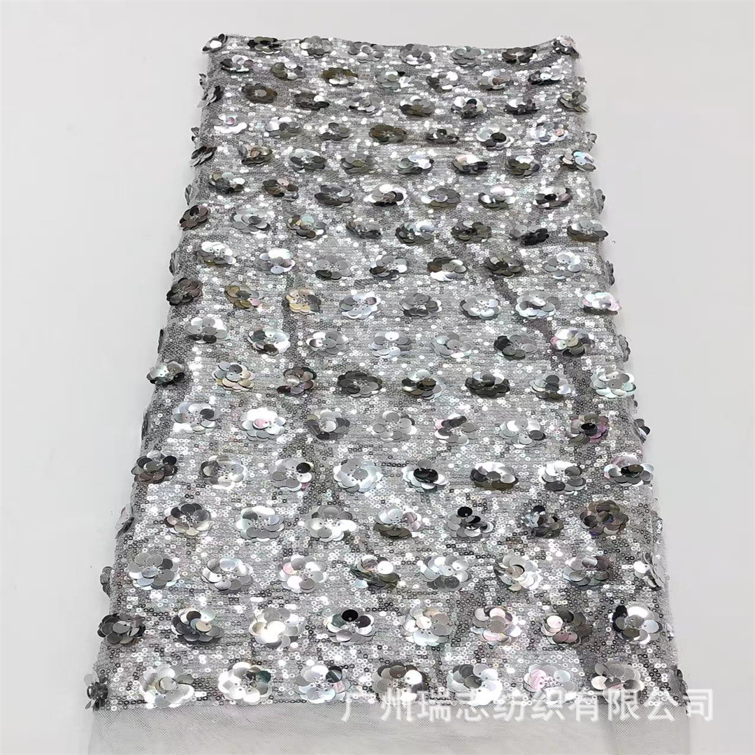 5+12mm round sheet + laminated plum blossom sequin fabric children's clothing stage performance wear evening dress fashion women's clothing fabric