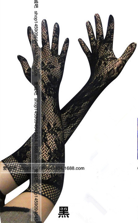 Picture of Sexy Transparent Lace Super Elastic Gloves Bride Nurse Maid Sexy Lingerie Seductive Suit Hand