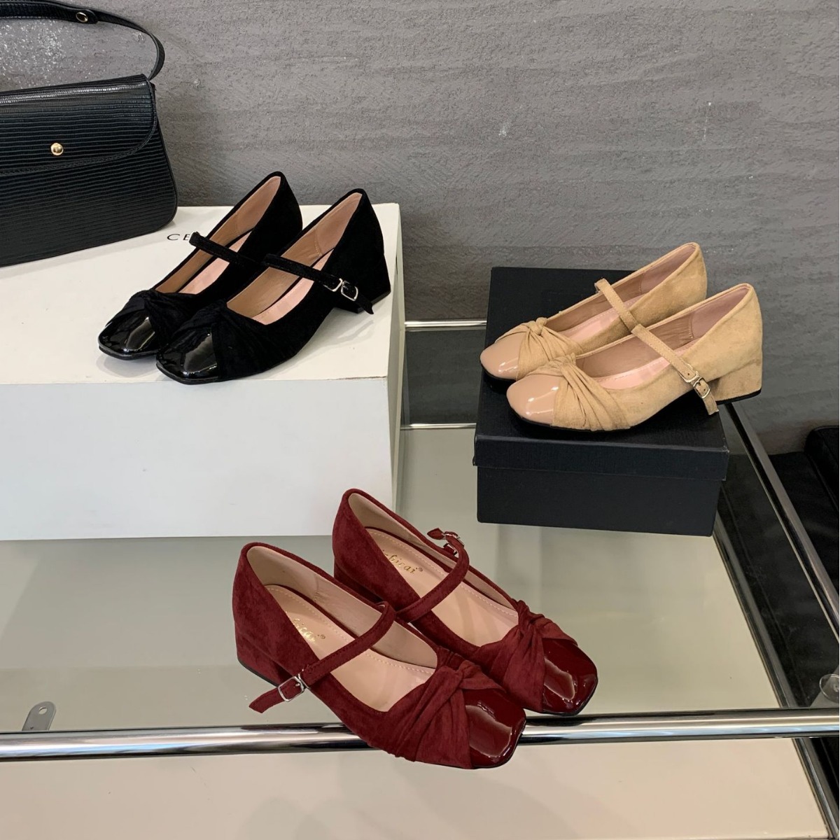 902-20 ~ thick heel French evening breeze square head Mary Jane single shoes women's shoes 2024 new mid-heel ladle shoes