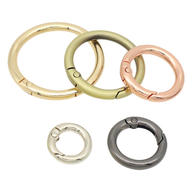 In stock zinc alloy spring ring spring buckle jewelry round hanging buckle key ring bag pendant key chain spring buckle