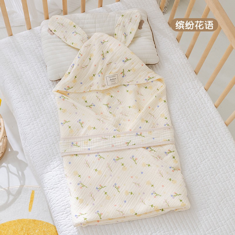 Picture of Baby hugging quilt big rabbit ears newborn bag swaddling baby delivery room small quilt available in four seasons
