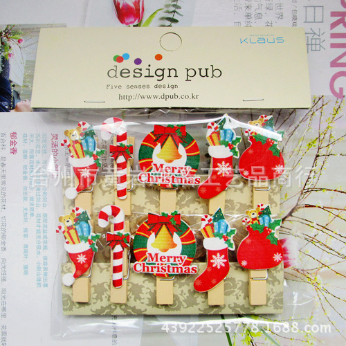 ZAKKA creative cartoon Christmas crutch photo clip paper clip office gift 10 clips free hemp rope