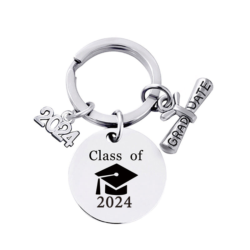 class of 2024 Graduation Season Gift Commemorative Stainless Steel Graduation Keychain Cross-border Hot Selling Graduation Commemorative