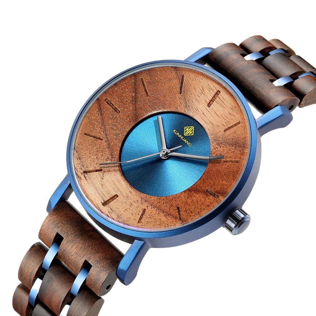 Kun Huang new watch alloy room wood men's fashion curved cross-border personalized waterproof quartz watch watches